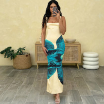 EVE Sexy Backless Print Sling Maxi Dress GSLF-K25D70669