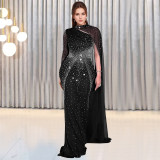 EVE Mesh Hot Drill Slim Maxi Dress BY-7397