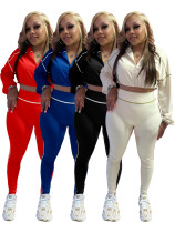 EVE Long Sleeve Patchwork Tight Two Piece Pants Set CH-25033