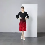 EVE Gradient Color Long Sleeve Midi Dress GZRF-KH-0079