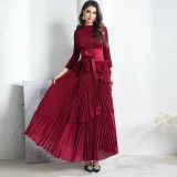 EVE Pleated Solid Color Top Long Skrits Suit GZRF-KH-0096