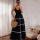 EVE Halterneck Sling Patchwork Maxi Dress ZDF-33111