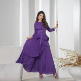 EVE Pleated Solid Color Top Long Skrits Suit GZRF-KH-0096