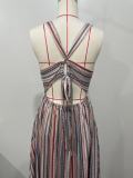 EVE Colorful Stripe Tie Up Maxi Dress OLYF-6188