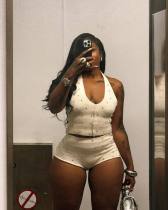 EVE Sleeveless Hot Drill Two Piece Shorts Set QXTF-83043