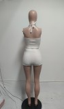 EVE Sleeveless Hot Drill Two Piece Shorts Set QXTF-83043