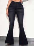 EVE Fashion Solid Color Micro Flare Jeans GXJF-248007