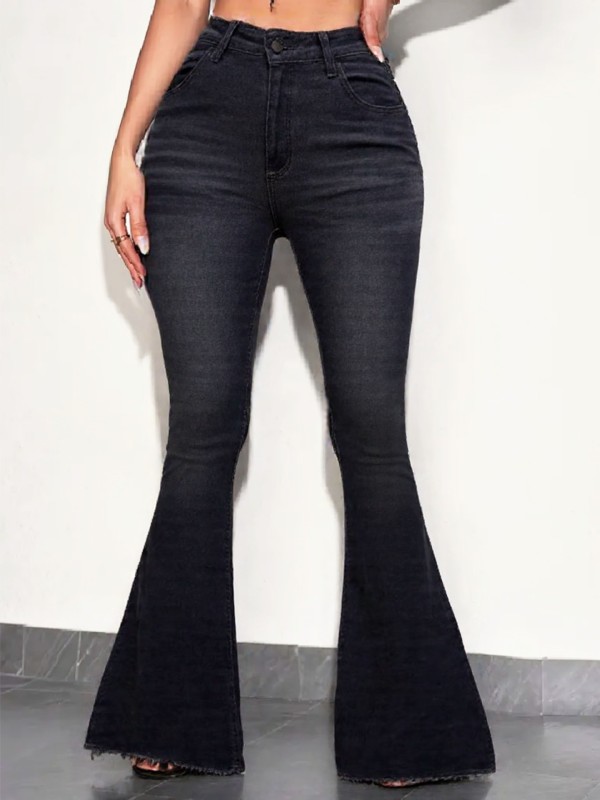 EVE Fashion Solid Color Micro Flare Jeans GXJF-248007