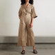 EVE Loose Solid Color Half Sleeve Jumpsuit MK-3217