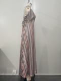 EVE Colorful Stripe Tie Up Maxi Dress OLYF-6188