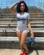 EVE Print Stripe Short Sleeve Romper YWXS-K25L391