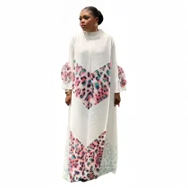 EVE Leopard Print Patchwork Long Sleeve Maxi Dress GZRF-KH-0083