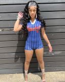 EVE Print Stripe Short Sleeve Romper YWXS-K25L391