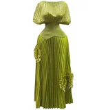 EVE Stamped Tops Press Pleated Maxi Dress GZRF-A203