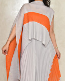 EVE Irregular Color Block Pleated Loose Maxi Dress GZRF-KH-0028