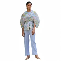 EVE Print Tie Up Tops And Casual Pants Suit GZRF-KH-0041