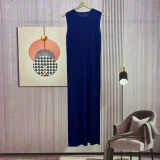 EVE Sleeveless Press Pleated Slim Maxi Dress GZRF-KH-0059