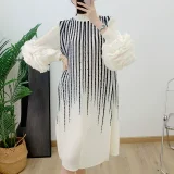EVE Long Sleeve Stripe Print Midi Dress GZRF-KH-0109