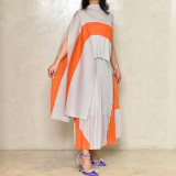 EVE Irregular Color Block Pleated Loose Maxi Dress GZRF-KH-0028