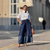 EVE Patchwork Contrast Color Wide Leg Jeans GYLN-8157