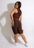 EVE Sleeveless Zipper Hooded Two Piece Shorts Set LSD-82066