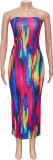 EVE Colorful Print Off Shoulder Tube Tops Dress SH-S390584