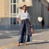 EVE Patchwork Contrast Color Wide Leg Jeans GYLN-8157