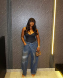 EVE Plus Size Washed Loose Fashion Jeans GYLN-0199