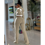EVE Long Sleeve Color Block Two Piece Pants Set FOSF-8811