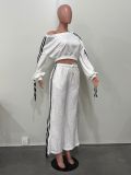 EVE Solid Color Loose Ribbon Two Piece Pants Set OD-8746