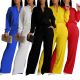 EVE Solid Color Long Sleeve Pleated Two Piece Pants Set AIL-325