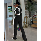EVE Long Sleeve Color Block Two Piece Pants Set FOSF-8811