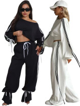 EVE Solid Color Loose Ribbon Two Piece Pants Set OD-8746