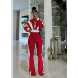 EVE Long Sleeve Color Block Two Piece Pants Set FOSF-8811