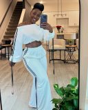 EVE Solid Color Loose Ribbon Two Piece Pants Set OD-8746