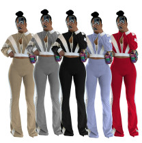 EVE Long Sleeve Color Block Two Piece Pants Set FOSF-8811