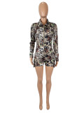 EVE Deep V-neck Camouflage Print Long Sleeve Romper SHD-9733