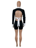 EVE Sexy Lapel Hollow Out Backless Romper SHD-9724