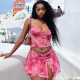 EVE Mesh Print Sling Vest Split Skirts Two Piece Set SHD-9623