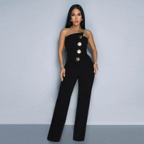 EVE Solid Color Tube Tops Irregular Jumpsuit SHD-9723