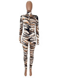 EVE Long Sleeve Print High Collar Jumpsuit(Without Belt) SHD-9720