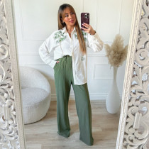 EVE Casual Print Long Sleeve Shirt Pants Suit SHD-9753