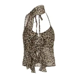 EVE Chiffon Leopard Print V-Neck Ruffle Tank Top GPKJ-12489