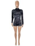 EVE Leopard Print Long Sleeve Tight Romper SHD-9735