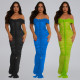EVE Mesh Pleated Off Shoulder Maxi Dress BY-7406
