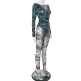 EVE Print Long Sleeve Bodysuit Pants 2 Piece Set GDSF-J25ST152