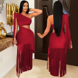 EVE Single Shoulder Tassel Maxi Dress BY-7428