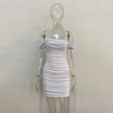 EVE Wrap Chest Mesh Pleated Mini Dress JHYB-9065