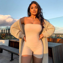 EVE Sport Solid Color Tube Top Romper JHYB-9003