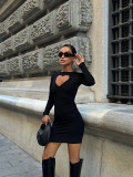 EVE Long Sleeve Hollow Out Mini Dress GMYU-8374